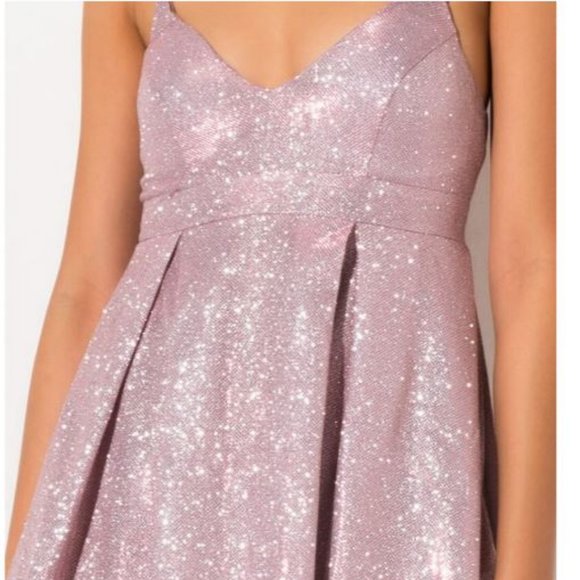 Akira Metallic Glitter Pink Mini Dress - NWT! - Picture 5 of 12